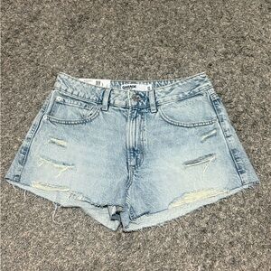 Garage Light Wash Distressed Denim Shorts